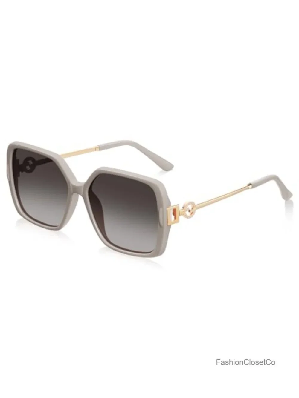 Oversized Retro Square Sunglasses for Women with Metal Temples Polarized UV